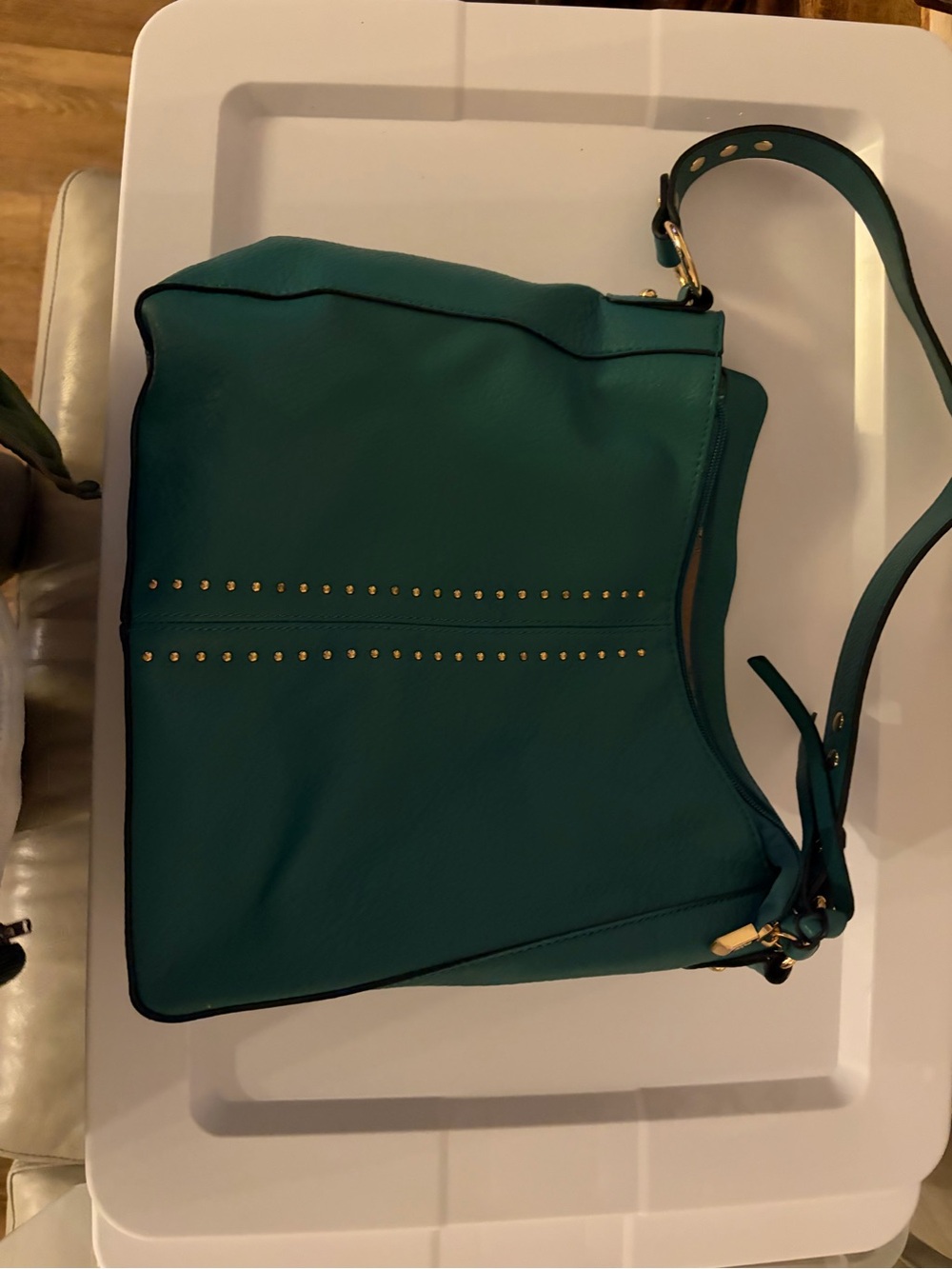 Teal Stud-Accent Women’s Crossbody Bag